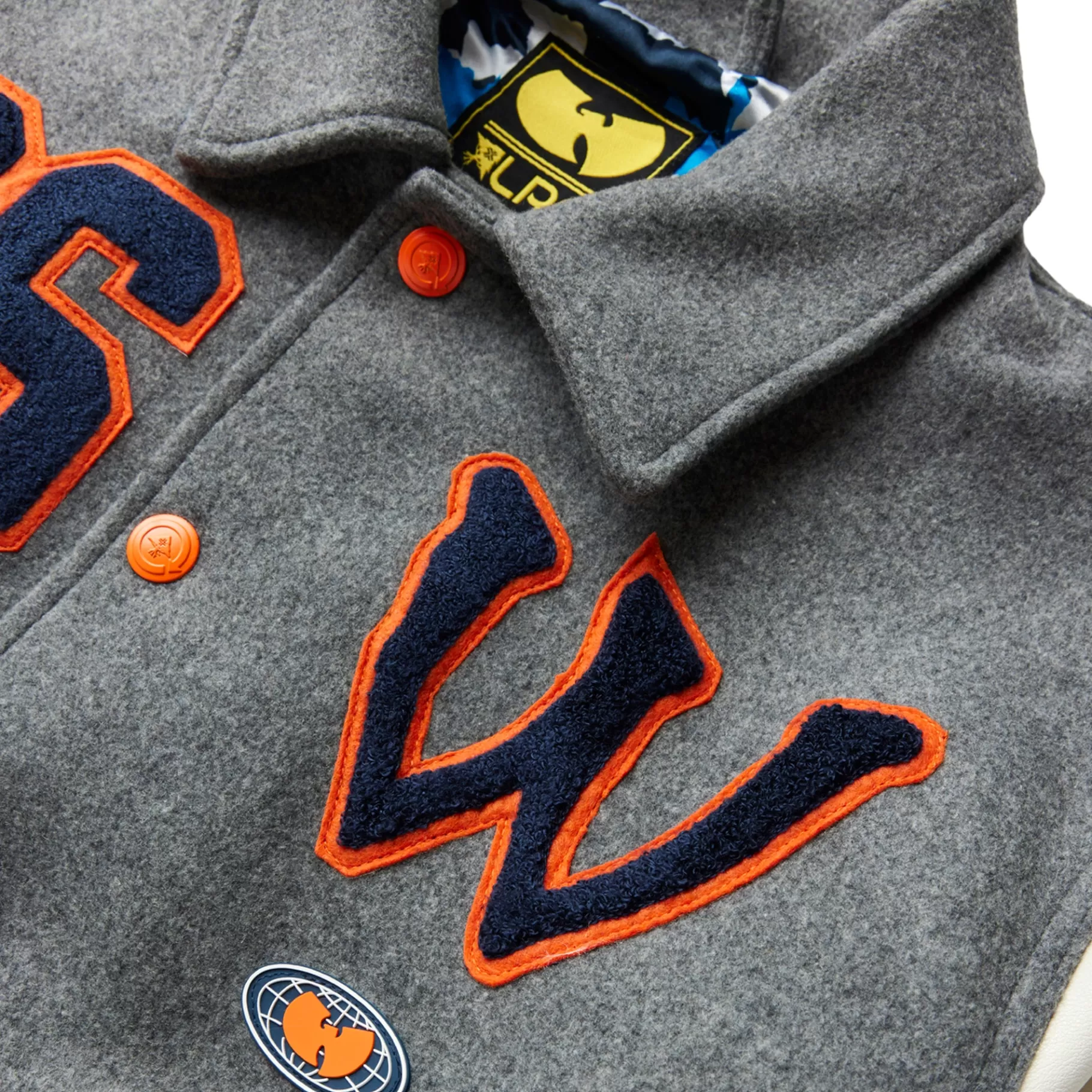 Hombres LRG Chaqueta Universitaria De Lana Color Crema De Wu Tang X