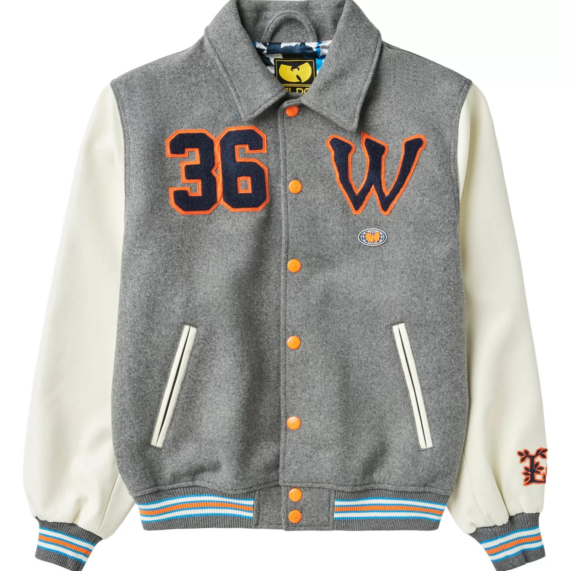 Hombres LRG Chaqueta Universitaria De Lana Color Crema De Wu Tang X