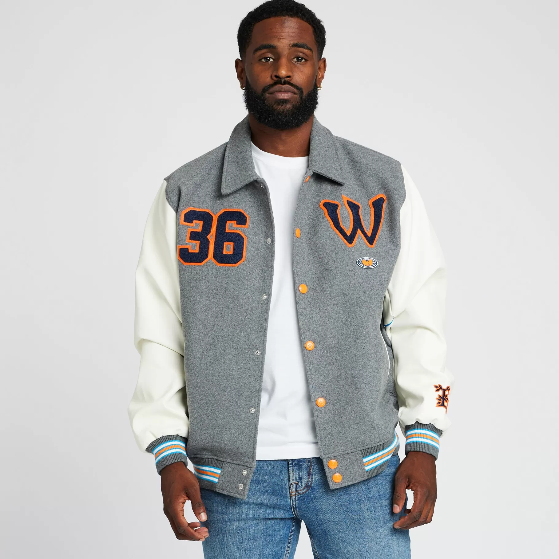 Hombres LRG Chaqueta Universitaria De Lana Color Crema De Wu Tang X