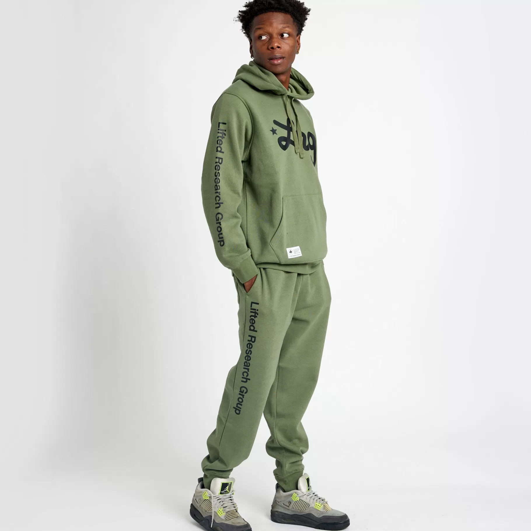 Hombres LRG Pantalones Deportivos Tipo Jogger Con Texto Levantado